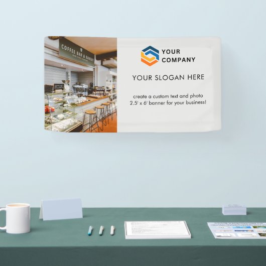 Custom Business Logo Photo Grey Spandoek (Beurs)