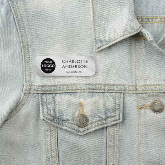 Custom Business Logo Professional Faux Silver Naamplaatje (In situ)