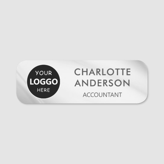 Custom Business Logo Professional Faux Silver Naamplaatje (Voorkant)