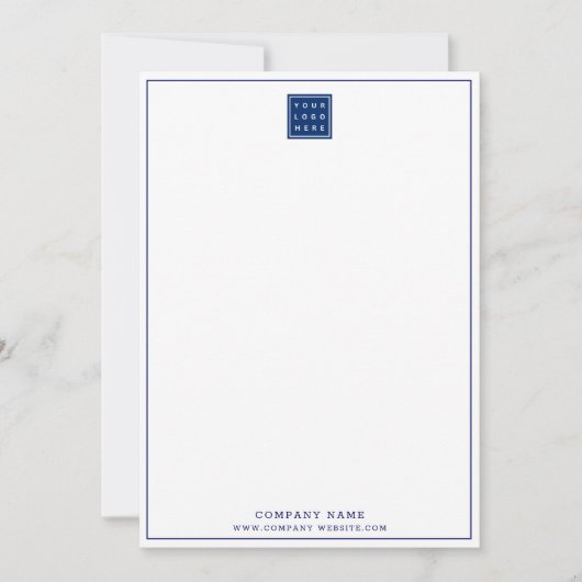 Custom Business Logo Professional Navy Border Notitiekaartje (Voorkant)