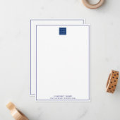 Custom Business Logo Professional Navy Border Notitiekaartje (Voorkant / Achterkant in situ)