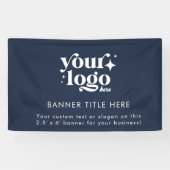 Custom Business Logo Professionele Moderne Marine Spandoek (Horizontaal)