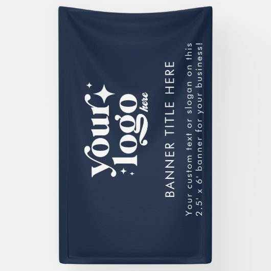 Custom Business Logo Professionele Moderne Marine Spandoek (Verticaal)