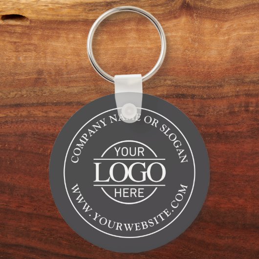Custom Business Logo Promotionele Grijs en Wit Sleutelhanger (Achterkant)