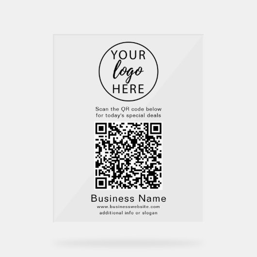 Custom Business Logo, QR Code Acryl Sign Acryl Bord (Voorkant)
