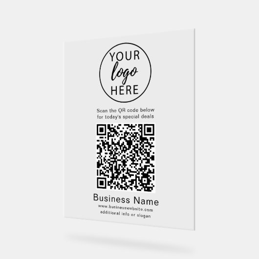Custom Business Logo, QR Code Acryl Sign Acryl Bord (Hoek)
