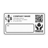 Custom Business Logo QR code Fragile Warn Shipping Etiket (Voorkant)