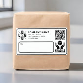 Custom Business Logo QR code Fragile Warn Shipping Etiket