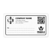 Custom Business Logo QR code Fragile Warn Shipping Etiket (Voorkant)