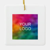 Custom Business Logo QR Code Minimalistische Sjabl Keramisch Ornament (Voorkant)