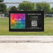 Custom Business Logo QR Code Modern Sjabloon Zwart Spandoek (Insitu)
