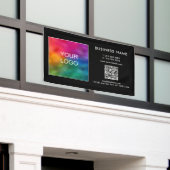 Custom Business Logo QR Code Modern Sjabloon Zwart Spandoek (Buitenkant Gebouw)
