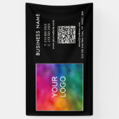 Custom Business Logo QR Code Modern Sjabloon Zwart Spandoek (Verticaal)