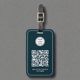 Custom Business Logo QR Code Professioneel Blauw Bagagelabel