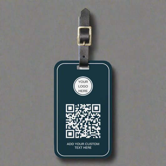 Custom Business Logo QR Code Professioneel Blauw Bagagelabel