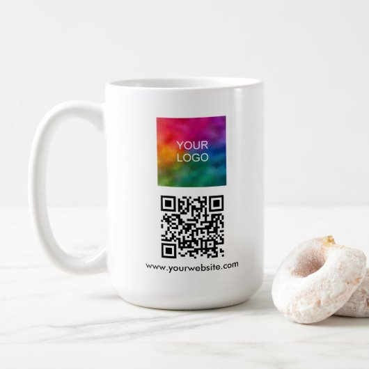 Custom Business Logo QR Code Scan Me Website Wit Koffiemok (Met donut)