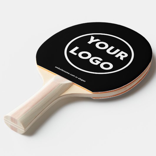 Custom Business Logo QR Code Tekst Zwart Branded Tafeltennisbatje (Voorkant Gekanteld)