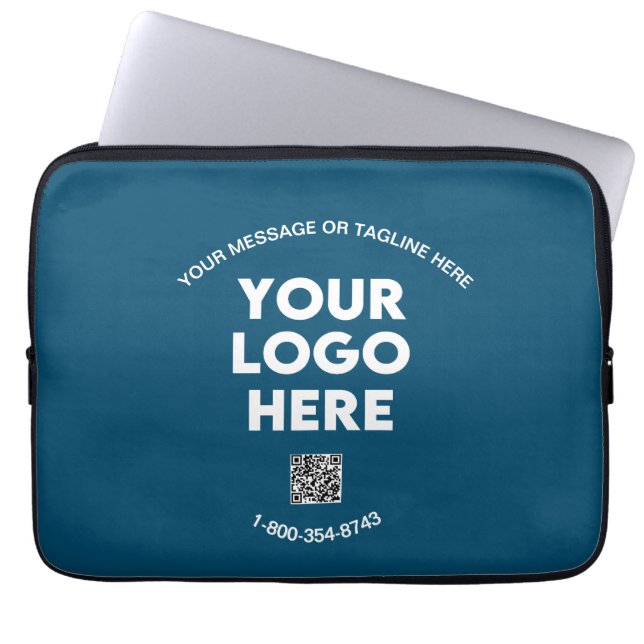 Custom Business Logo QR Code Telefoon Professionee Laptop Sleeve (Voorkant)