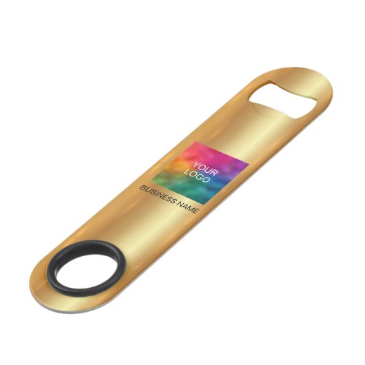 Custom Business Logo QR Code Url Glamour Gold Speed Flessenopener (Voorkant Gekanteld)