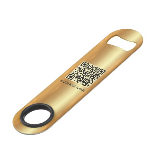 Custom Business Logo QR Code Url Glamour Gold Speed Flessenopener (Achterkant Gekanteld)
