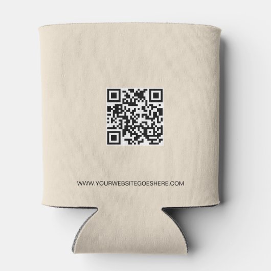 Custom Business logo QR code website Cream beige Blikjeskoeler (Achterkant)