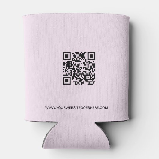 Custom Business logo QR code website roze Blikjeskoeler (Achterkant)
