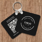 Custom Business Logo QR code website tekst zwart Sleutelhanger