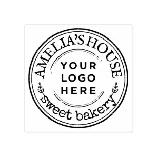 Custom Business Logo Ronde Rustiek Rubberstempel