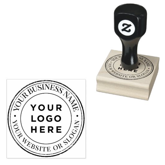 Custom Business Logo Rubber Stamp - Grunge Border Rubberstempel (Gestempeld)