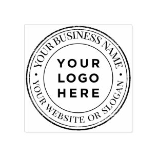 Custom Business Logo Rubber Stamp - Grunge Border Rubberstempel