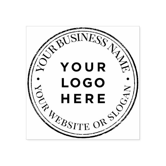 Custom Business Logo Rubber Stamp - Grunge Border Rubberstempel (Afrduk)