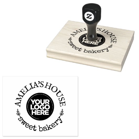Custom Business Logo Rustic Large Rubberstempel (Gestempeld)