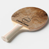 Custom Business Logo Rustiek Hout Tafeltennisbatje (Voorkant Gekanteld)