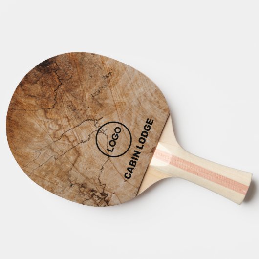 Custom Business Logo Rustiek Hout Tafeltennisbatje (Zijkant)