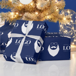 Custom Business Logo Santa Claus Pattern Corporate Cadeaupapier