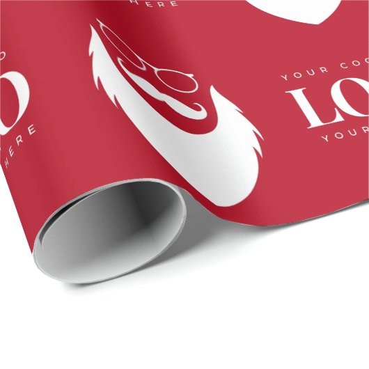 Custom Business Logo Santa Claus Pattern Corporate Cadeaupapier (Rol Hoek)