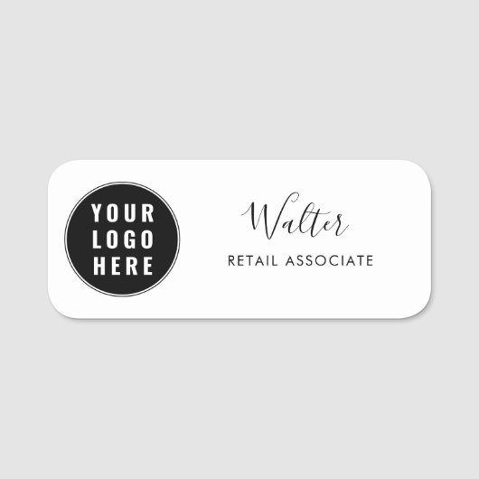 Custom Business Logo Script Bedrijfsmedewerker Naamplaatje (Voorkant)