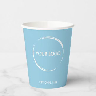 Custom Business Logo Sjabloon Pastel Blauw Papieren Bekers