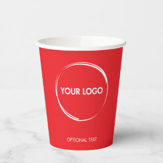 Custom Business Logo Sjabloon Rood Papieren Bekers