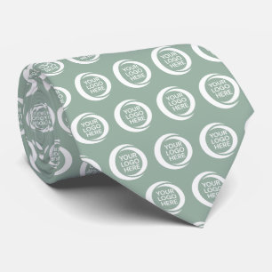 Custom Business Logo Sjabloon Sage Green Stropdas