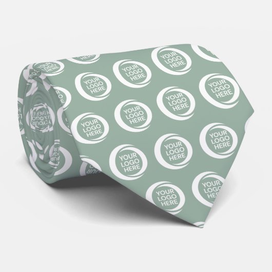 Custom Business Logo Sjabloon Sage Green Stropdas (Opgerold)