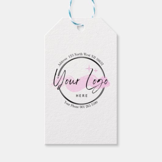 Custom Business Logo Sjabloon - Telefoon en adres Cadeaulabel (Voorkant)