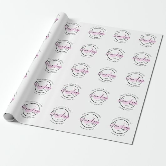 Custom Business Logo Sjabloon - Telefoon en adres Cadeaupapier (Uitgerold)