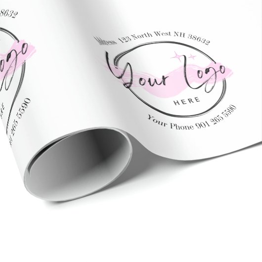 Custom Business Logo Sjabloon - Telefoon en adres Cadeaupapier (Rol Hoek)