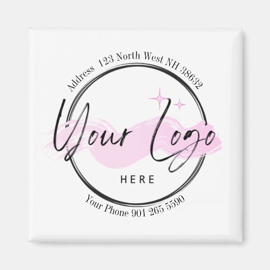 Custom Business Logo Sjabloon - Telefoon en adres Magneet (Voorkant)