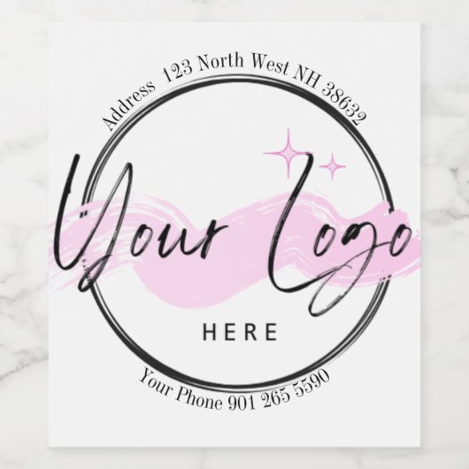 Custom Business Logo Sjabloon - Telefoon en adres Wijn Etiket (Enkel label)