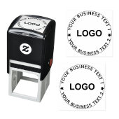 Custom Business Logo & Slogan (Round Brand Name)  Zelfinktende Stempel