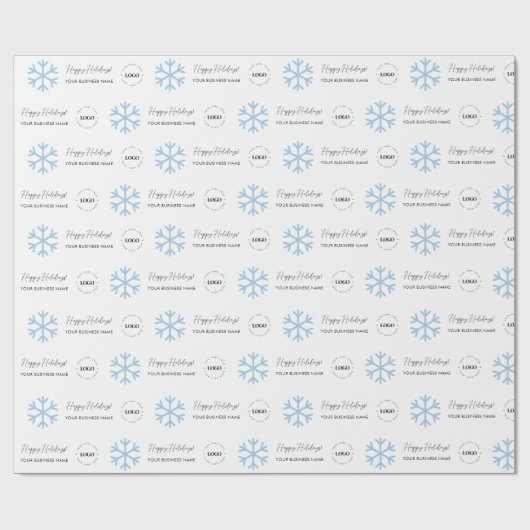 Custom Business Logo & Snowflake Feestdagen Compan Cadeaupapier (Vlak)