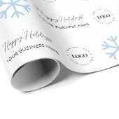Custom Business Logo & Snowflake Feestdagen Compan Cadeaupapier (Rol Hoek)