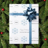 Custom Business Logo & Snowflake Feestdagen Compan Cadeaupapier